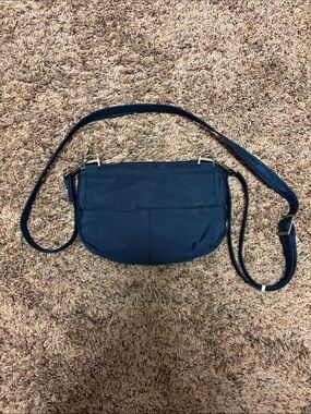 Travelon Navy Blue Crossbody Bag with Silver Hardware